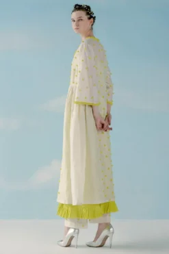 ILK Off White Chanderi Gathered Dress -Inca Clothing Shop 307ilk45 3