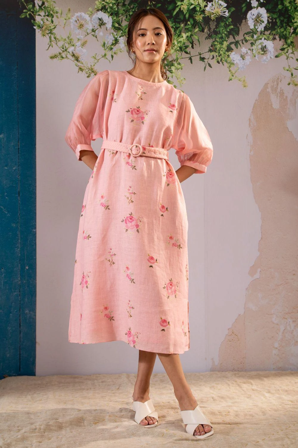 Arcvsh By Pallavi Singh Pink Rosette A-line Dress 1 Arcvsh By Pallavi Singh Pink Rosette A-line Dress