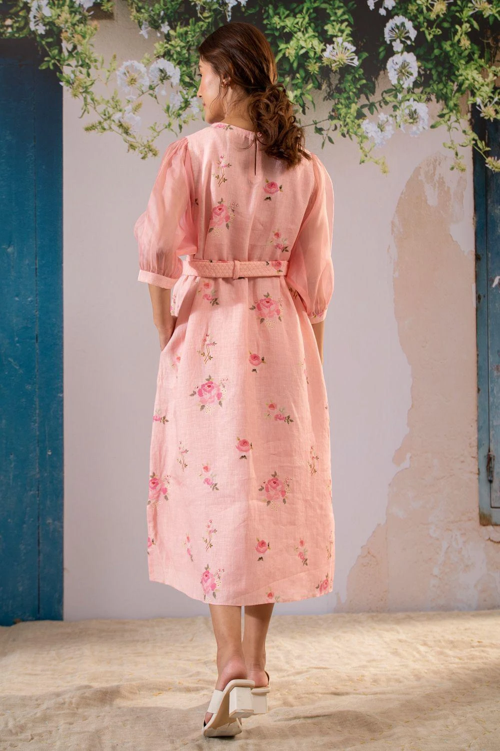 Arcvsh By Pallavi Singh Pink Rosette A-line Dress 4 Arcvsh By Pallavi Singh Pink Rosette A-line Dress - Image 4