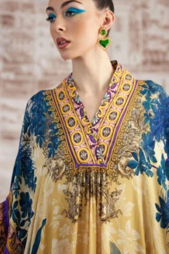 Rajdeep Ranawat Mustard Imaki V-neck Floral Dress -Inca Clothing Shop 3103rr35 4