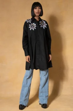 Dhruv Kapoor Black Embellished Shirt Dress