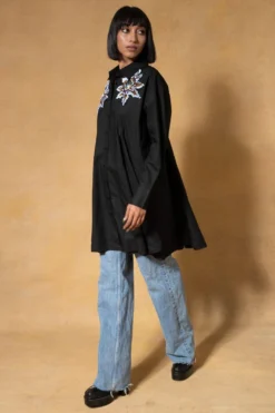 Dhruv Kapoor Black Embellished Shirt Dress -Inca Clothing Shop 3111dk1 3