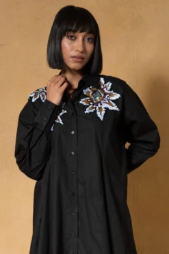 Dhruv Kapoor Black Embellished Shirt Dress -Inca Clothing Shop 3111dk1 5