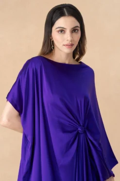 Stephany Cobalt High Neck Draped Dress -Inca Clothing Shop 31123sy3 4