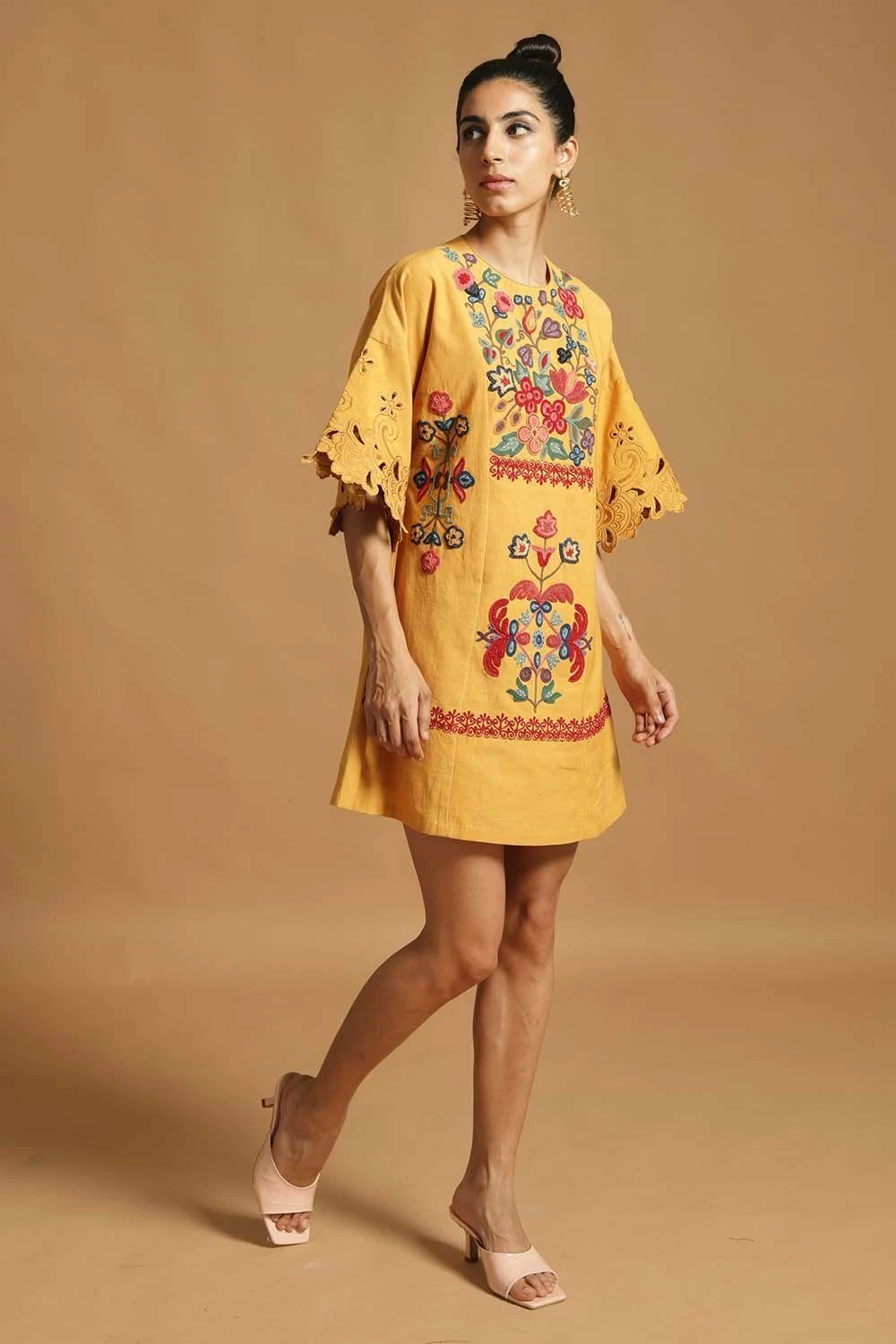 Chandrima Embroiderd Dress With Flared Sleeves 1 Chandrima Embroiderd Dress With Flared Sleeves
