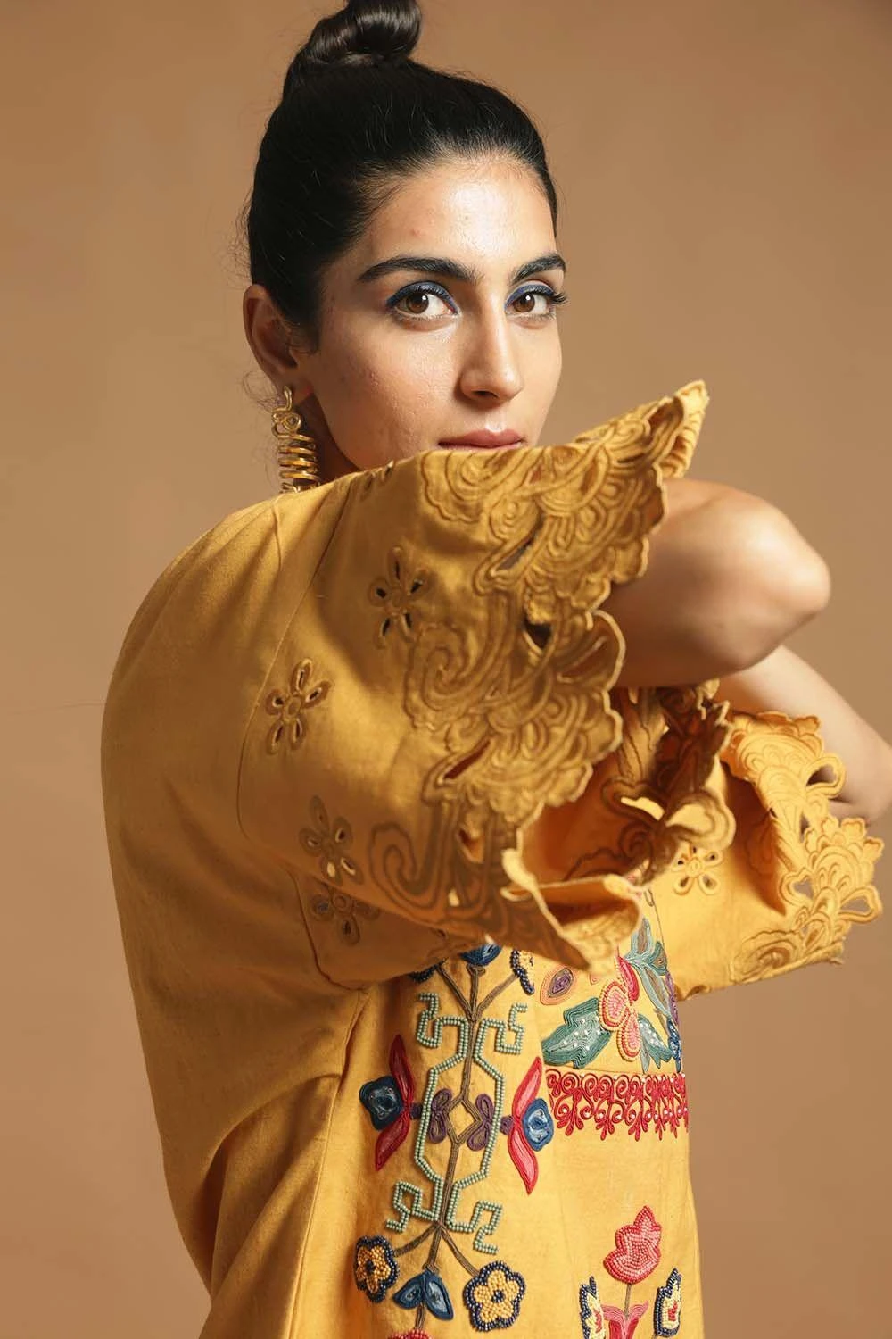 Chandrima Embroiderd Dress With Flared Sleeves 2 Chandrima Embroiderd Dress With Flared Sleeves - Image 2