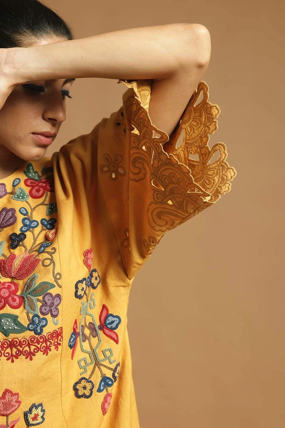 Chandrima Embroiderd Dress With Flared Sleeves 3 Chandrima Embroiderd Dress With Flared Sleeves - Image 3