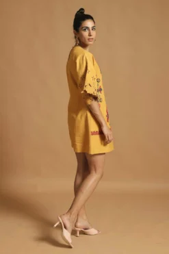 Chandrima Embroiderd Dress With Flared Sleeves 7 Chandrima Embroiderd Dress With Flared Sleeves -Inca Clothing Shop 319657 4