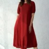 Kishmish Deep Red Balloon Dress