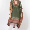 Rajdeep Ranawat Olive Green Printed Silk Dress