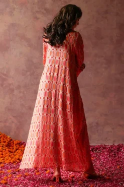Begum Pret Inaya Peach Embellished Kaftan Dress -Inca Clothing Shop 3823bp12 5 1