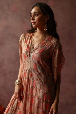 Begum Pret Inaya Sage Embellished Kaftan Dress -Inca Clothing Shop 3823bp13 3
