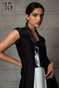 Amit Aggarwal Black & White Metallic Dress -Inca Clothing Shop 410am13 5