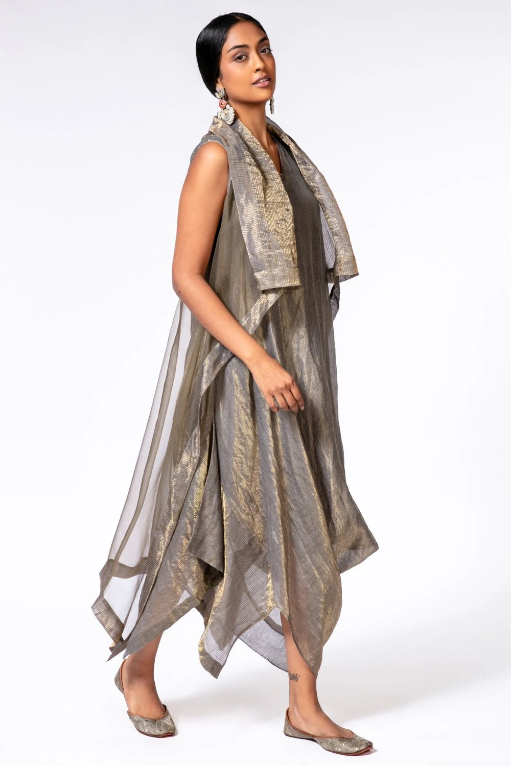 Bodhi Tree Olive Gold Cowl Dress & Jacket 3 Bodhi Tree Olive Gold Cowl Dress & Jacket - Image 3