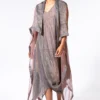 Bodhi Tree Grey & Pink Cowl Drape Dress & Jacket