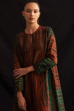 Amrich Ava Red & Green Hand-Woven Shibori Tunic Dress -Inca Clothing Shop 41123am35 3