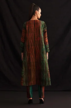 Amrich Ava Red & Green Hand-Woven Shibori Tunic Dress -Inca Clothing Shop 41123am35 4