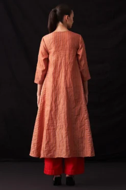 Amrich Fiza Red Hand-Woven Metallic Stripe Dress -Inca Clothing Shop 41123am41 4