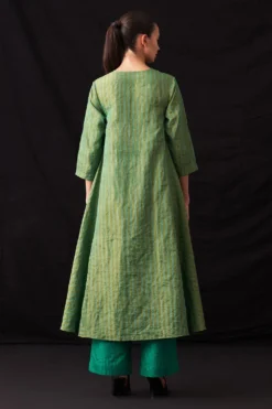 Amrich Fiza Green Hand-Woven Metallic Stripe Dress -Inca Clothing Shop 41123am42 4