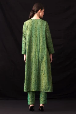 Amrich Zuri Pastel Green Hand-Woven Metallic Stripe Dress -Inca Clothing Shop 41123am44 5