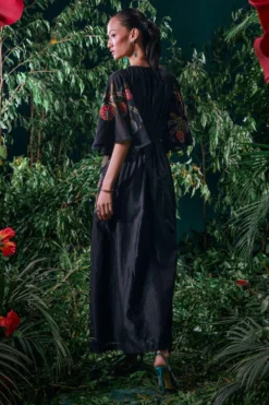 Chandrima Black Pleated Ruched Dress -Inca Clothing Shop 41123cm29 5