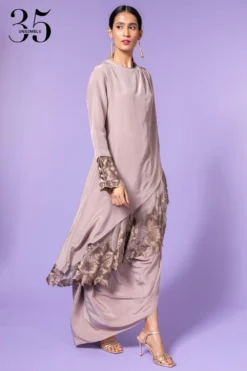 Aikeyah Grey Embroidered Layered Dress -Inca Clothing Shop 42aik12 3