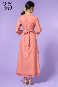Aikeyah Pink Layered Dress With Belt -Inca Clothing Shop 42aik16 4