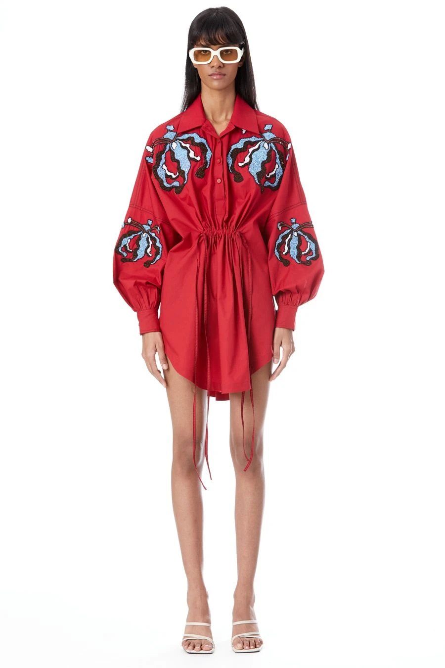 Kanika Goyal Label Iris Red Hand Embellished Shirt Dress 2 Kanika Goyal Label Iris Red Hand Embellished Shirt Dress - Image 2