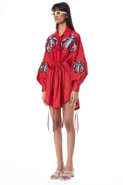 Kanika Goyal Label Iris Red Hand Embellished Shirt Dress 7 Kanika Goyal Label Iris Red Hand Embellished Shirt Dress -Inca Clothing Shop 4423kgl20 3