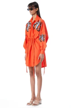 Kanika Goyal Label Iris Orange Hand Embellished Shirt Dress -Inca Clothing Shop 4423kgl33 3