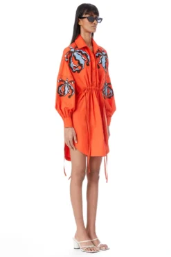Kanika Goyal Label Iris Orange Hand Embellished Shirt Dress -Inca Clothing Shop 4423kgl33 4