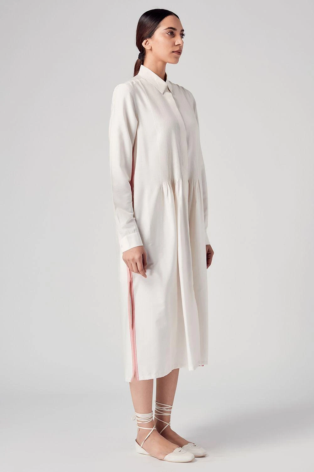 Rajesh Pratap Singh Ivory Pintuck Midi Dress 2 Rajesh Pratap Singh Ivory Pintuck Midi Dress - Image 2