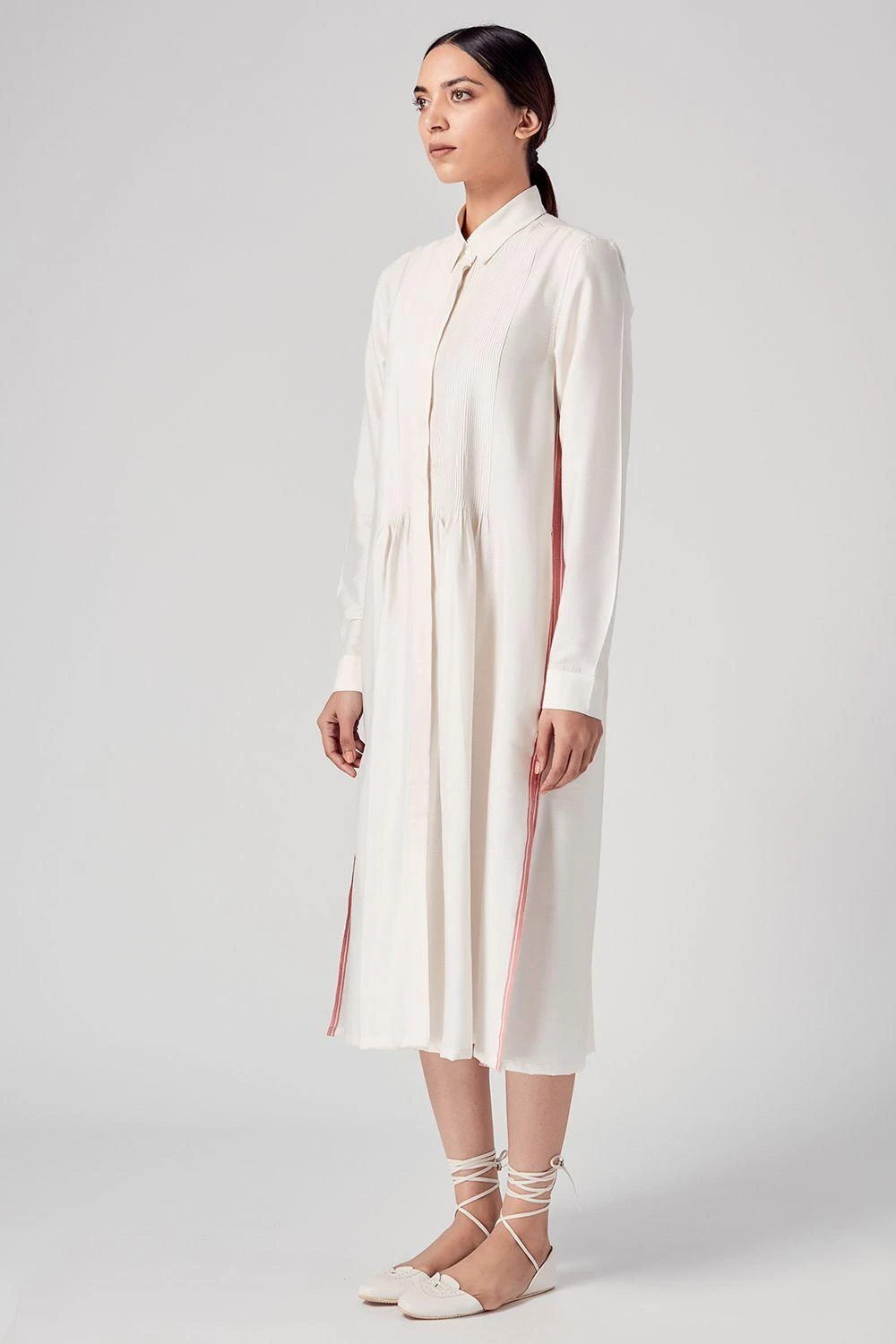 Rajesh Pratap Singh Ivory Pintuck Midi Dress 3 Rajesh Pratap Singh Ivory Pintuck Midi Dress - Image 3