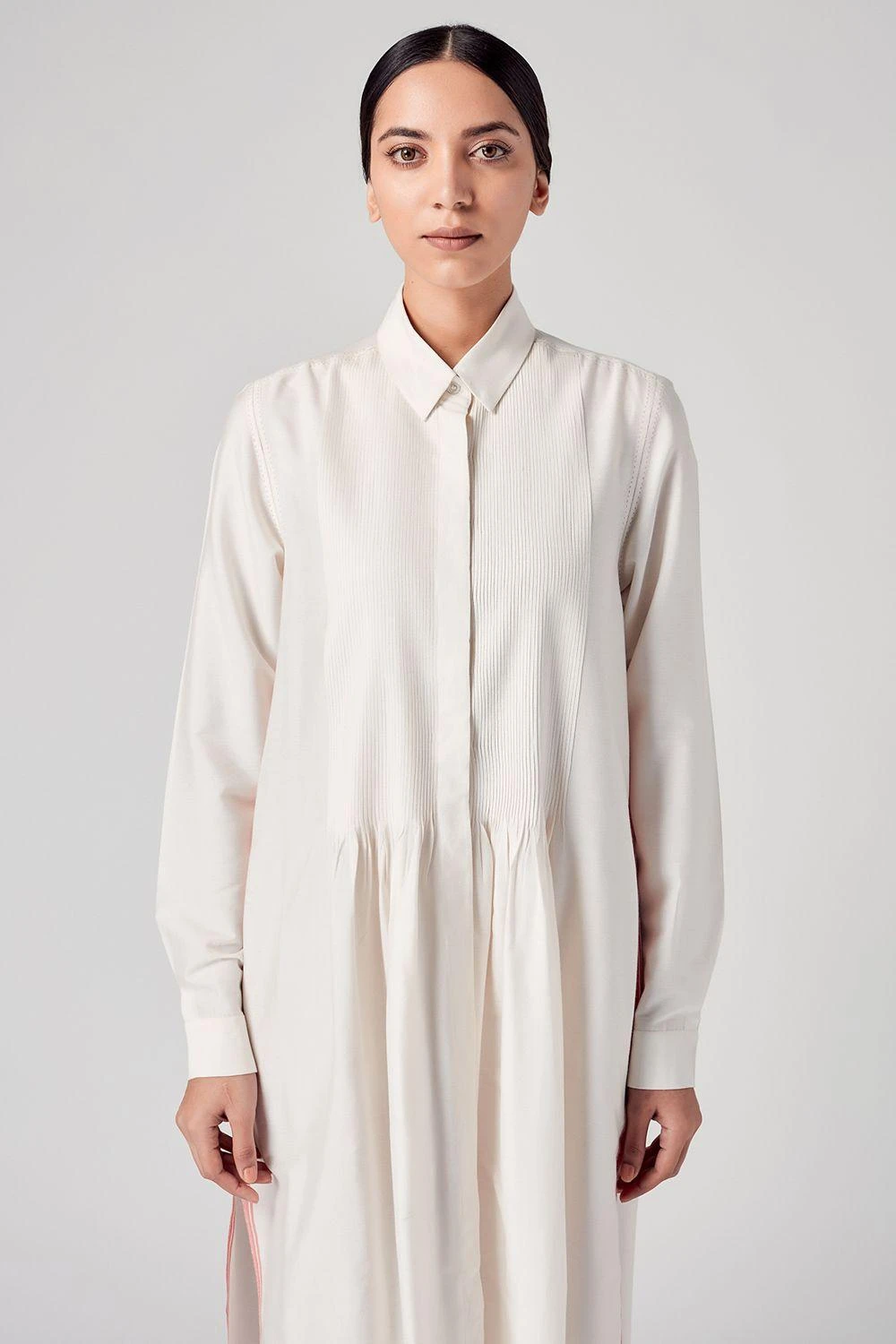 Rajesh Pratap Singh Ivory Pintuck Midi Dress 4 Rajesh Pratap Singh Ivory Pintuck Midi Dress - Image 4