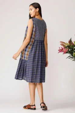Payal Pratap Checkered Patchwork Dress -Inca Clothing Shop 4ss 31 blue 4