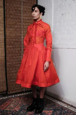 QUOD Tangerine Ruffle Neck Tie Dress -Inca Clothing Shop 51123qu20 4