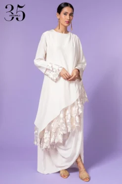 Aikeyah White Embroidered Layered Dress