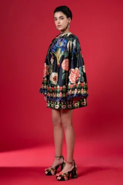 Siddhartha Bansal Radiant Night Bloom Multi-floral Printed Dress -Inca Clothing Shop 5124sb54 3