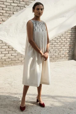 Ahmev Belladonna Pleated Neck Dress