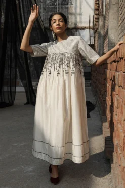 Ahmev Gaia Quilted Yoke Dress