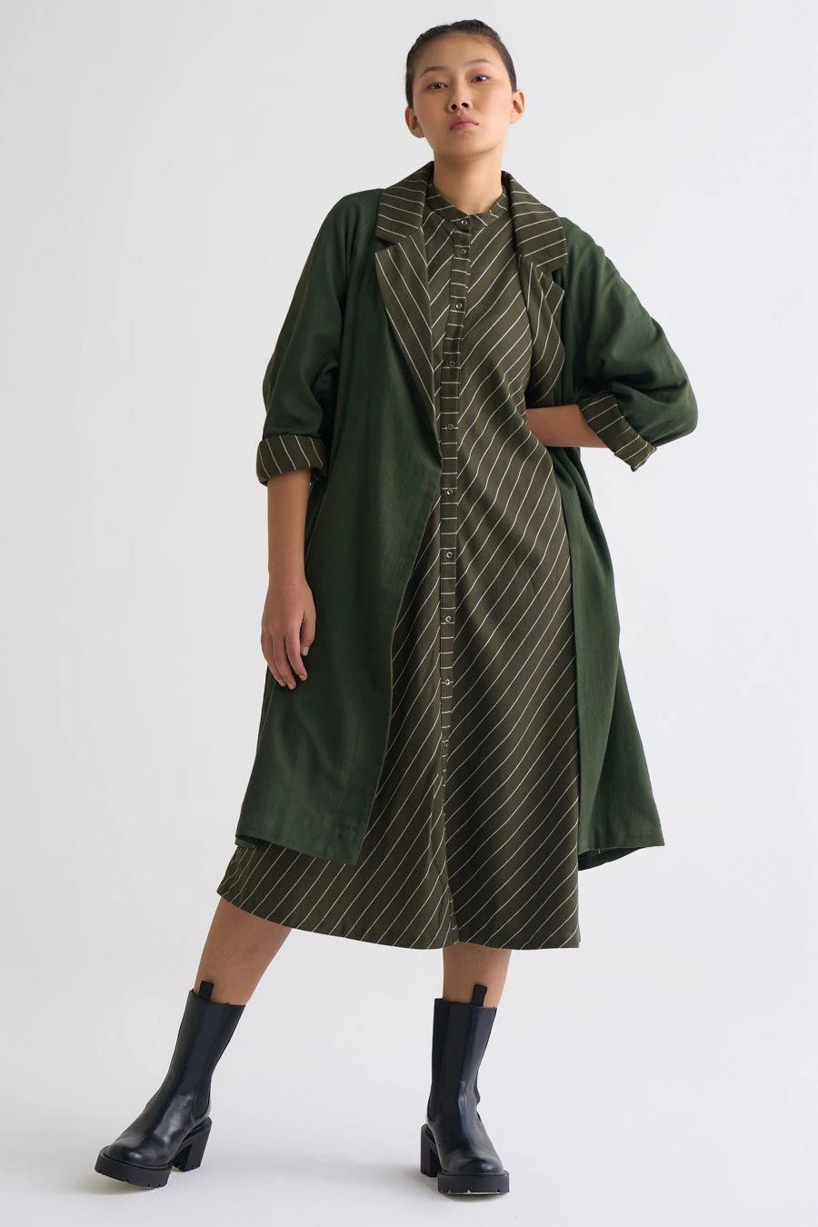 Three Olive Trench Jacket With An A-line Dress 1 Three Olive Trench Jacket With An A-line Dress
