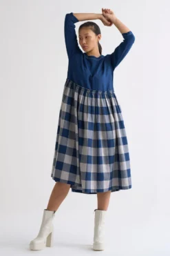 Three Navy Checkered Dress