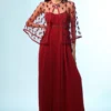 Anjali Kanwar Maroon Crystal Embellished Cape & Dress