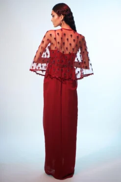 Anjali Kanwar Maroon Crystal Embellished Cape & Dress 9 Anjali Kanwar Maroon Crystal Embellished Cape & Dress -Inca Clothing Shop 6423akf14 5
