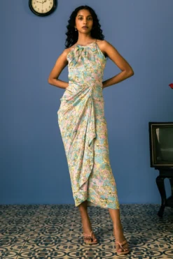 Studio RIGU Atlas Halter Draped Dress