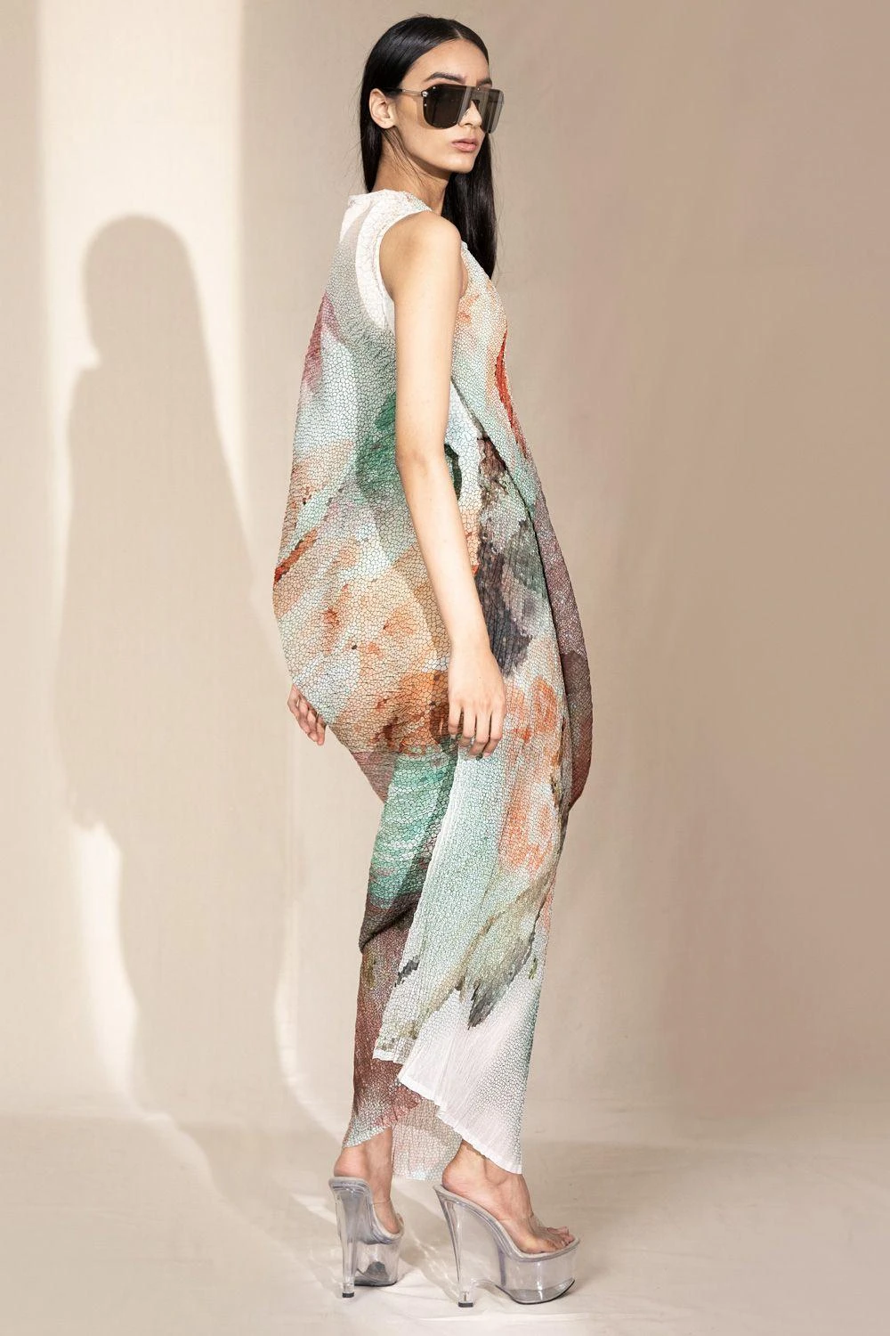 Abhishek Sharma Crystal Petalite V-neck Draped Dress 4 Abhishek Sharma Crystal Petalite V-neck Draped Dress - Image 4