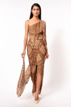 Nikita Mhaisalkar Tribal Print One Shoulder Dress
