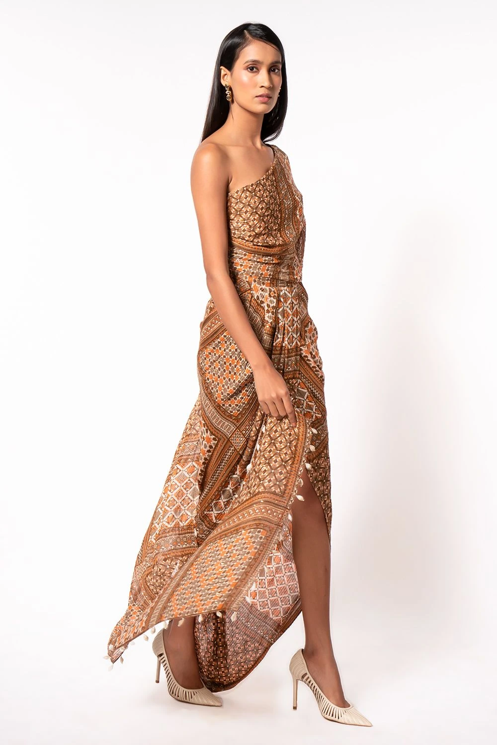 Nikita Mhaisalkar Tribal Print One Shoulder Dress 2 Nikita Mhaisalkar Tribal Print One Shoulder Dress - Image 2