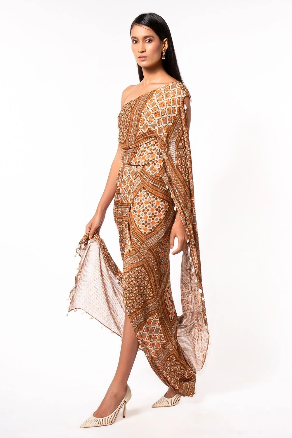 Nikita Mhaisalkar Tribal Print One Shoulder Dress 3 Nikita Mhaisalkar Tribal Print One Shoulder Dress - Image 3