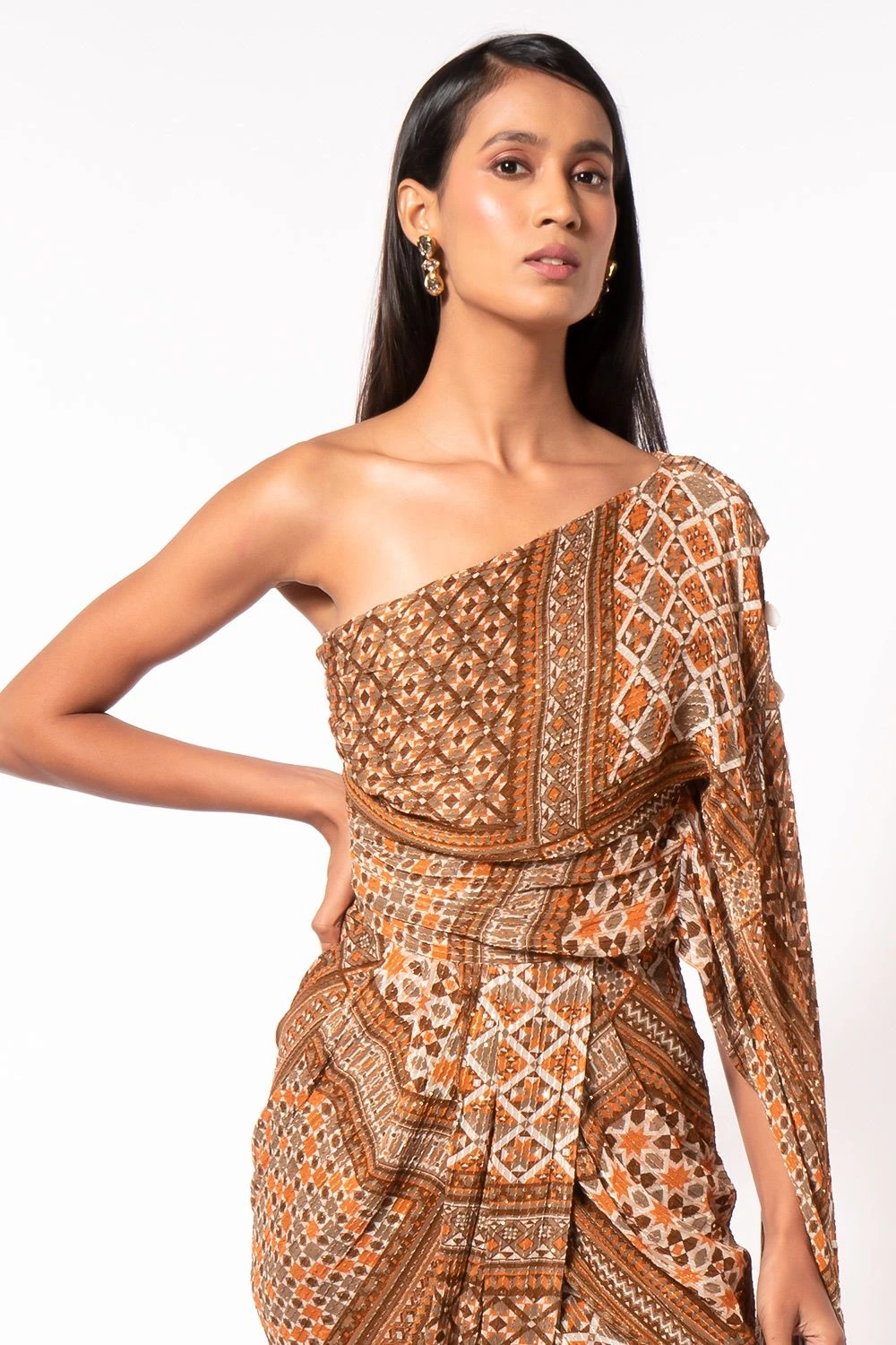 Nikita Mhaisalkar Tribal Print One Shoulder Dress 4 Nikita Mhaisalkar Tribal Print One Shoulder Dress - Image 4